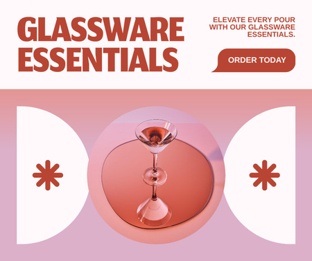 Ontwerpsjabloon van Facebook van Fine Glass Drinkware Offer Today
