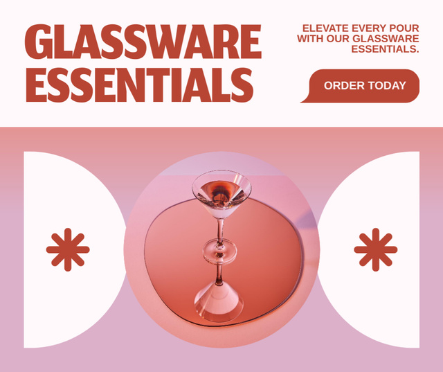 Designvorlage Fine Glass Drinkware Offer Today für Facebook