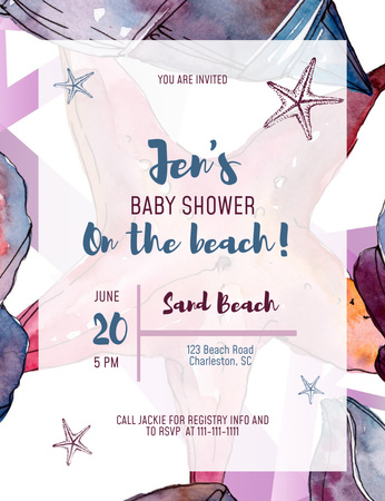 Baby Shower Party Announcement Invitation 13.9x10.7cm Design Template