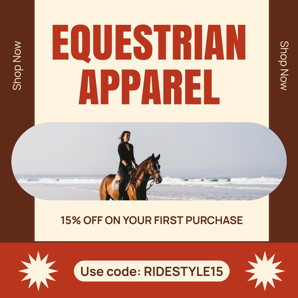 Equestrian Apparel At Discounted Rates With Promo Code Instagram Design Template