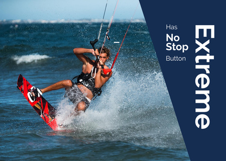 Extreme Inspiration with Man Riding Kite Board Flyer A6 Horizontal Design Template