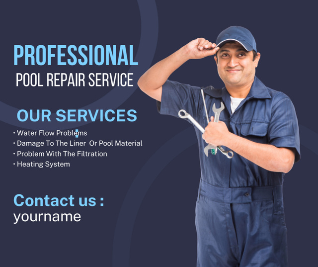 Professional Swimming Pool Renovation Services Facebookデザインテンプレート