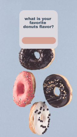 qual é o seu sabor de donuts favorito Instagram Story Modelo de Design