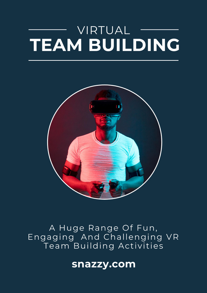 Ontwerpsjabloon van Poster van Virtual Team Building Event with Man in Glasses