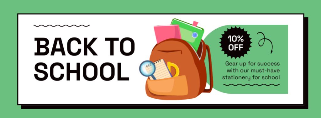 Back to School Offer from Stationery Shop Facebook cover Πρότυπο σχεδίασης