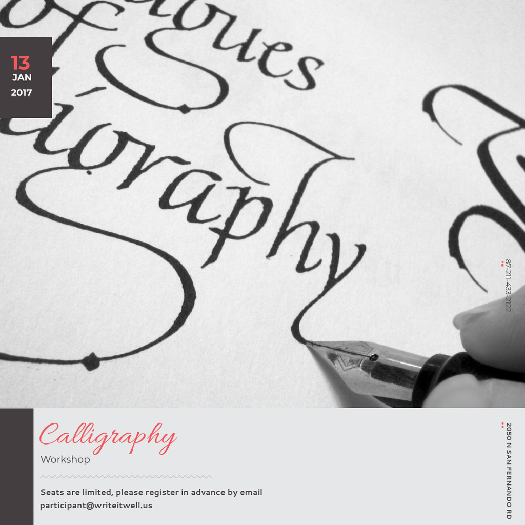 Designvorlage Calligraphy Workshop Invitation für Instagram