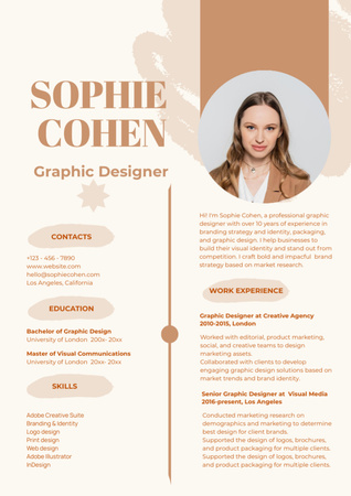 Graphic Designer Work Experience Resume – шаблон для дизайна