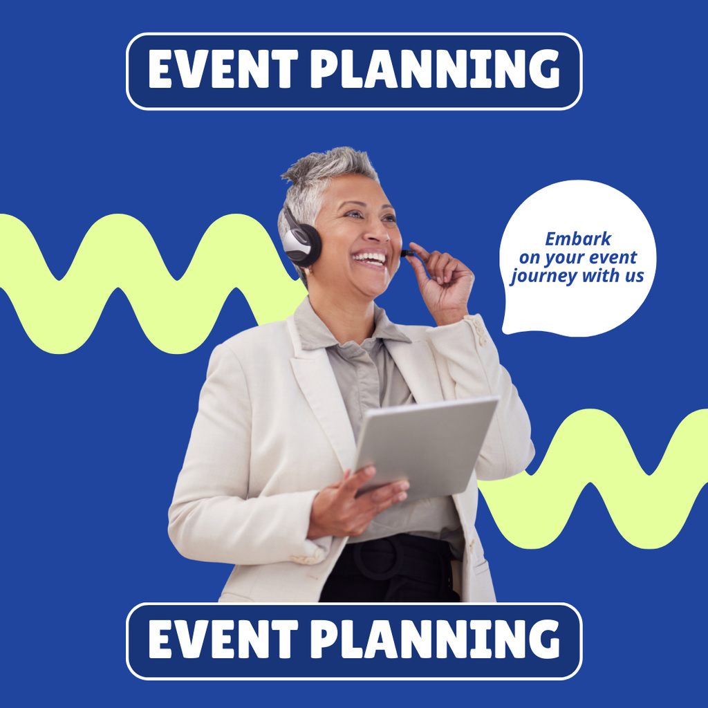 Event Planning with Female Planner Instagram ADデザインテンプレート