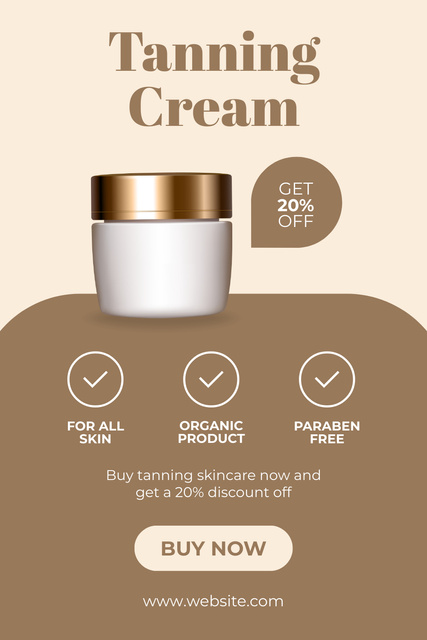 Ontwerpsjabloon van Pinterest van Discount on Tanning Cream on Beige