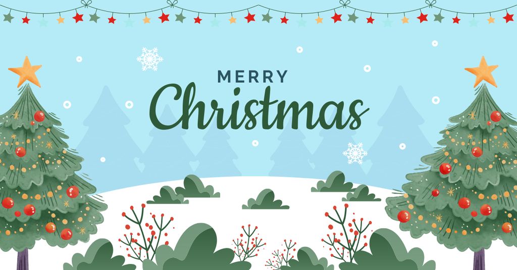Merry Christmas Greeting Card Facebook AD Modelo de Design