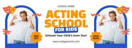 Acting School Offer for Children Facebook cover Design Template