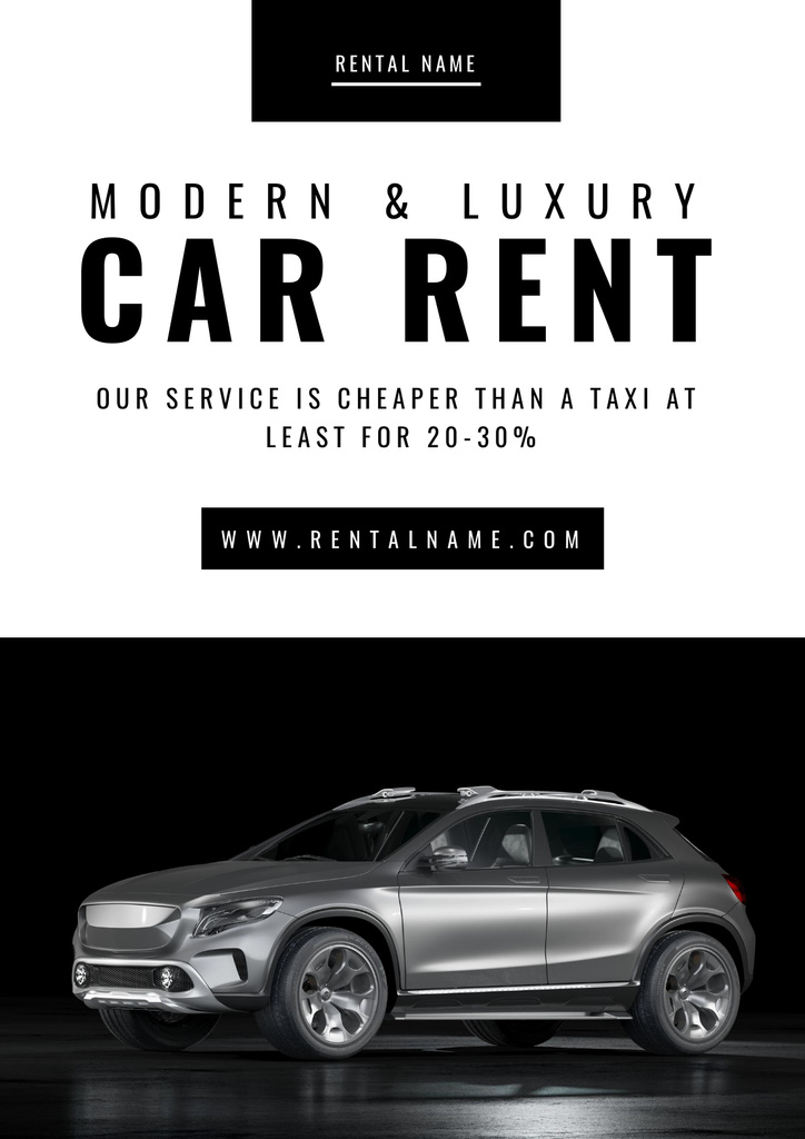 Car Rental Services Offer Poster Πρότυπο σχεδίασης