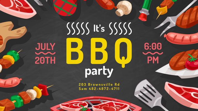 BBQ Party invitation delicious Grilled Food FB event cover Design Template
