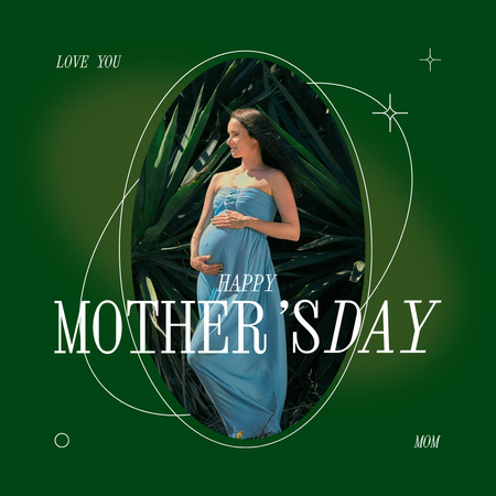 Plantilla de diseño de Saludo del día de la madre con mujer embarazada Instagram 