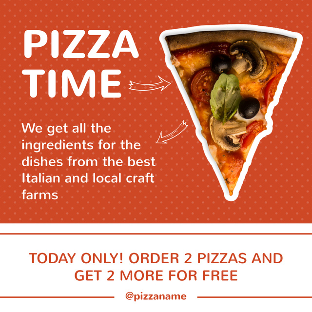 Pizza Time Announcement Instagram tervezősablon