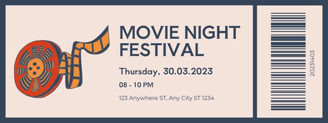 Night Film Festival Invitation Ticket Modelo de Design