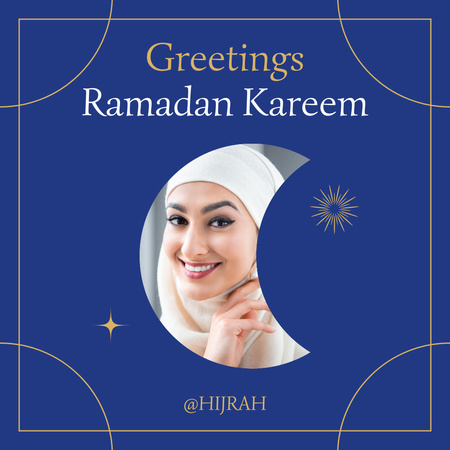Beautiful Ramadan Greetings with Woman Instagram Design Template