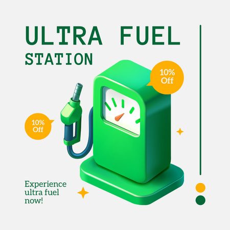 Akaryakıt İstasyonlarında Ultra Yakıt İndirimli Teklifi Instagram Tasarım Şablonu