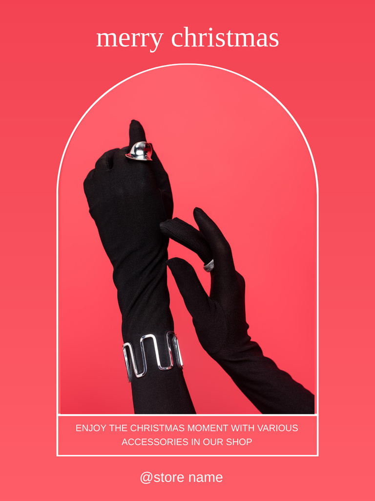 Christmas Promotion with Hands in Gloves Poster US Design Template