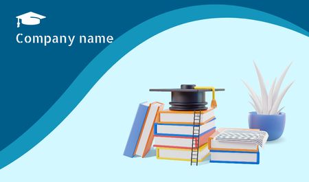 Academic Cap lying on Stack of Books Business card Design Template