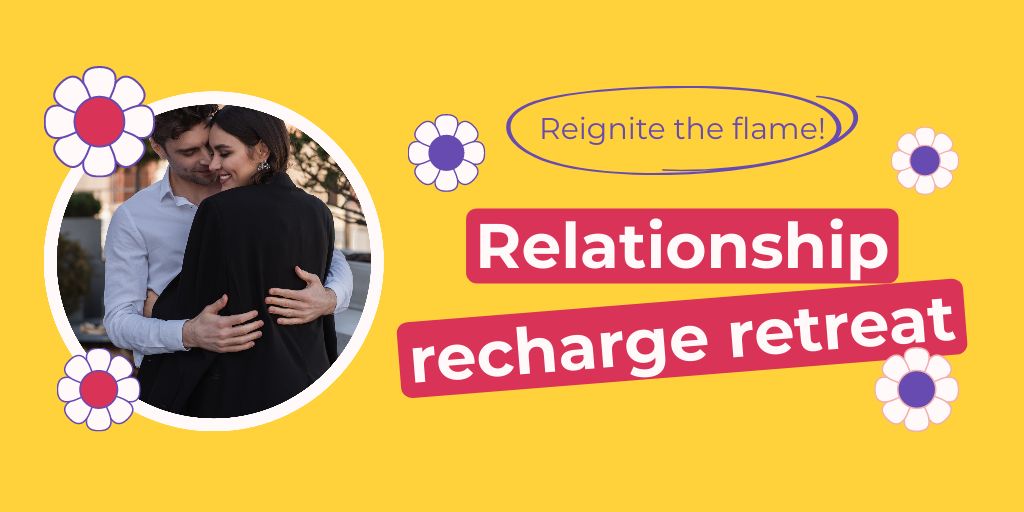 Ontwerpsjabloon van Twitter van Relationship Recharge Service Offer on Yellow