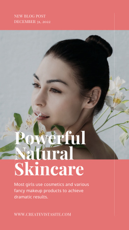 Beauty Skincare Blog with Young Woman Instagram Story Tasarım Şablonu