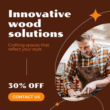 Oferta de serviço de carpinteiro detalhado com tarifas com desconto Instagram AD Modelo de Design