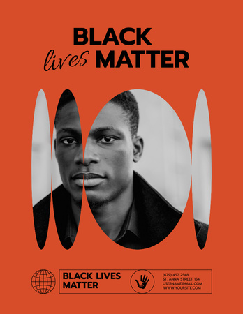 Afro-Amerikan Guy ile Irkçılığa Karşı Protesto Poster 8.5x11in Tasarım Şablonu