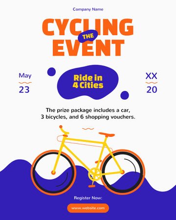 Modèle de visuel Invitation à un événement cycliste sur bleu - Instagram Post Vertical