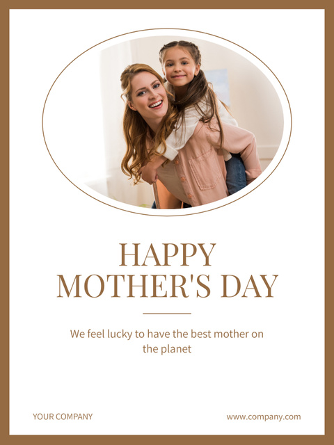 Happy Young Mom and Daughter on Mother's Day Poster US Design Template