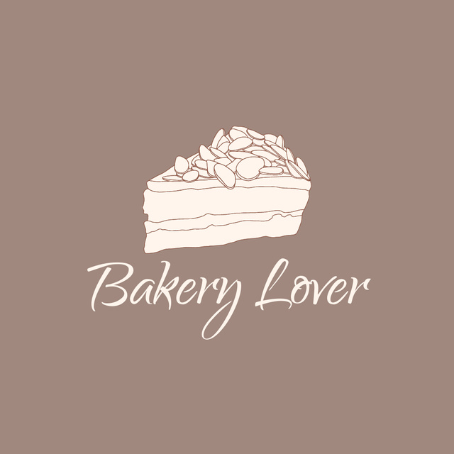 Contemporary Cake Sketch Image on Brown Logo Design Template