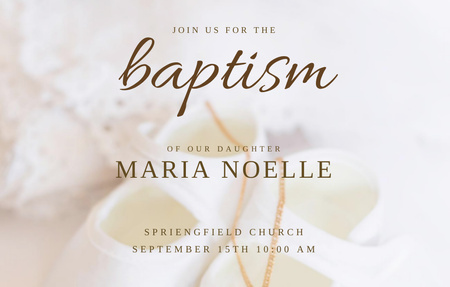 Baptism Announcement with Baby Shoes Invitation 4.6x7.2in Horizontal Design Template