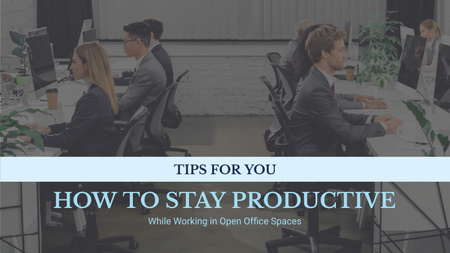 Platilla de diseño Productivity Tips Colleagues Working in Office Title 1680x945px