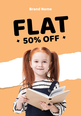 Little Girl Holding Book Poster 28x40in Design Template