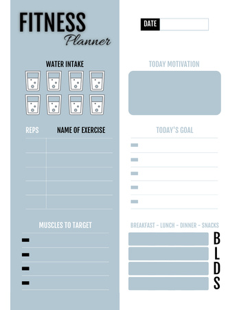 Fitness Notes in Blue Notepad 8.5x11in Design Template
