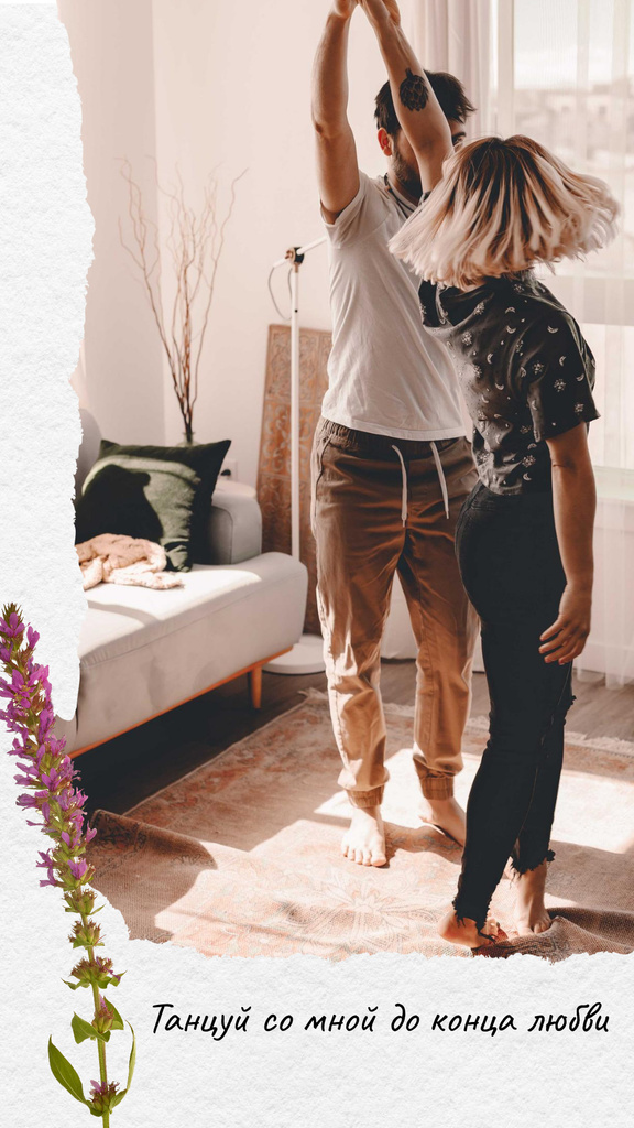 Designvorlage Loving Couple dancing at Home für Instagram Story