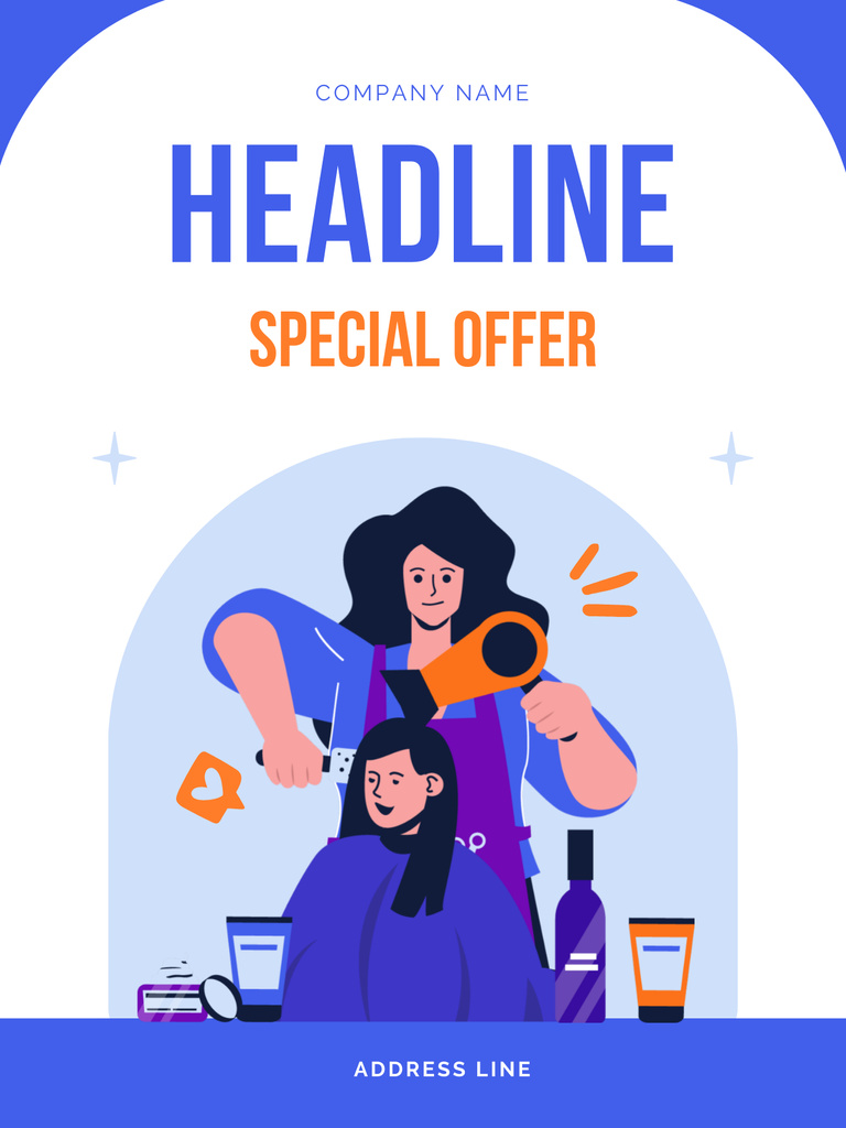 Woman on Hairdressing in Beauty Salon Poster US Tasarım Şablonu