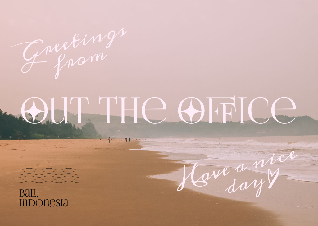 Greeting from Out the Office Postcard Modelo de Design