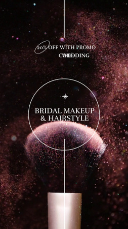 Designvorlage Pinsel mit Puder und Braut-Make-up-Angebot für TikTok Video