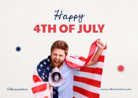 USA Independence Day Celebration Announcement Postcard 5x7in Design Template