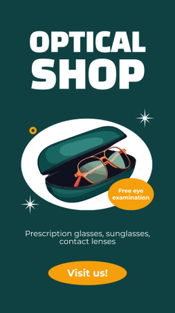 Designvorlage Verkauf von Brillen mit hochwertigen Etuis für Instagram Video Story