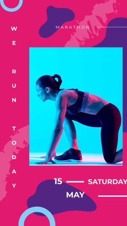 Woman runner at the start Instagram Story Design Template