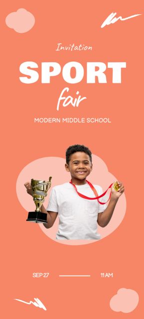 Sport Fair for Kids Invitation 9.5x21cm Design Template