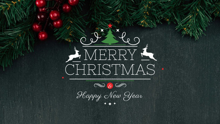 Christmas Greeting with Fir Tree Branches Youtube Design Template