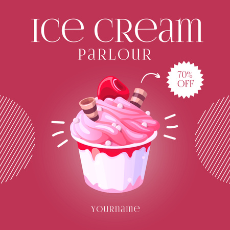Discount Offer on sweet Pink Ice Cream Instagram Design Template