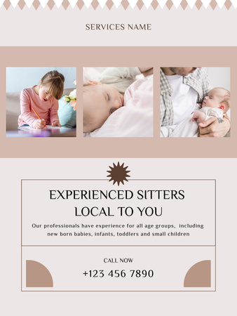 Babysitting Services Offer Poster US – шаблон для дизайну