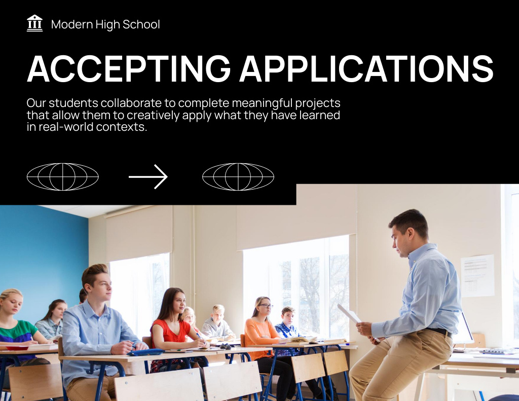 Welcoming High School Promotion Ad Flyer 8.5x11in Horizontal – шаблон для дизайна