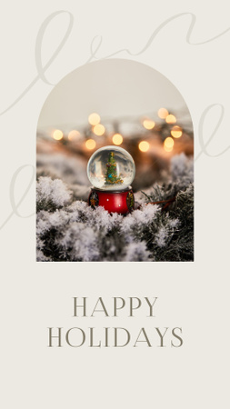 Designvorlage neujahrsgruß mit gläsernem schneeball für Instagram Story