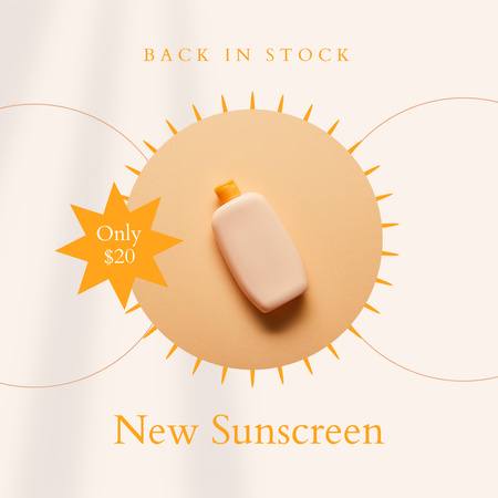 Ontwerpsjabloon van Instagram van aanbod op huidverzorging met nieuwe zonnebrandcrème