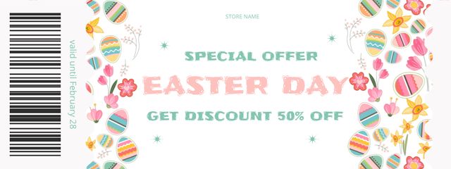 Special Offer on Easter Day with Traditional Dyed Eggs Couponデザインテンプレート
